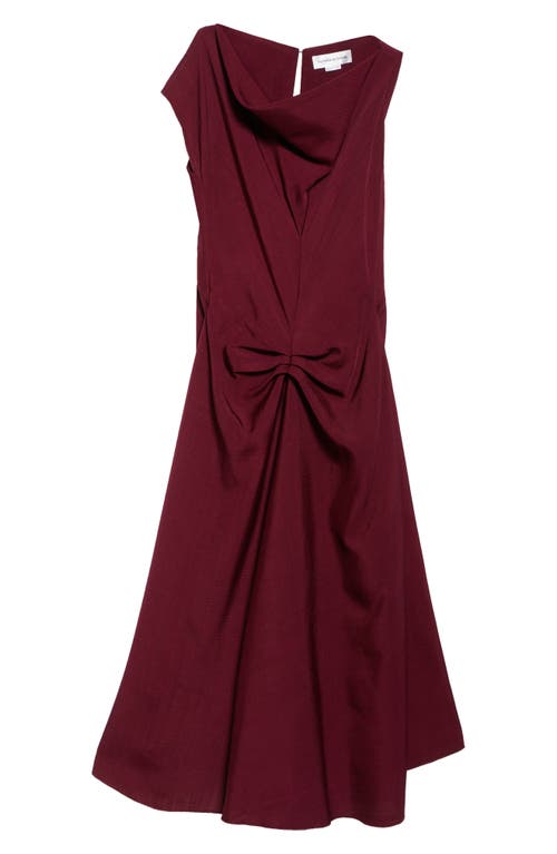 Shop Victoria Beckham Asymmetric Deconstructed Gathered Waist Midi Dress In Port