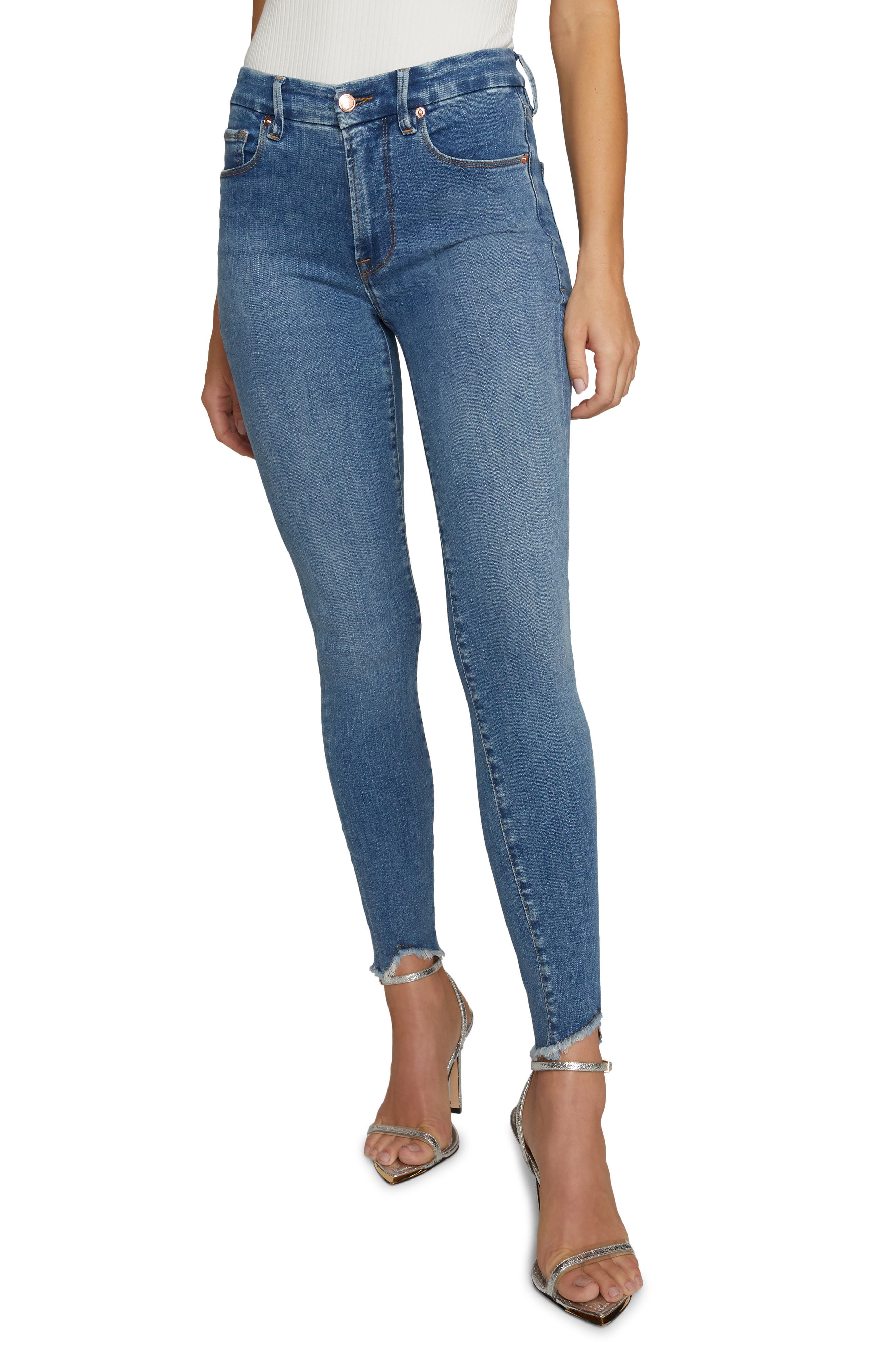 Women's Good American Good Legs High Waist Jagged Fray Hem Skinny Jeans Women's Good American Good Legs High Waist Jagged Fray Hem Skinny Jeans