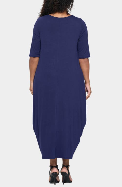 Shop L I V D Evelyn Bubble Hem Jersey Midi Dress In Navy