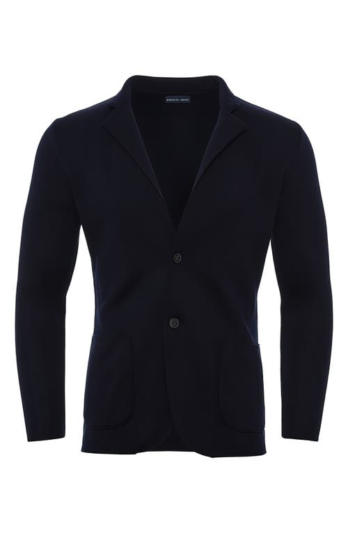 Emanuel Berg Premium Merino Wool Knit Sport Coat In Navy