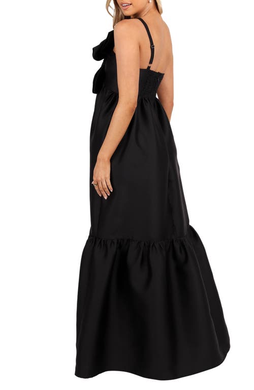 Petal And Pup Petal & Pup Betina Bow One-shoulder Gown In Black