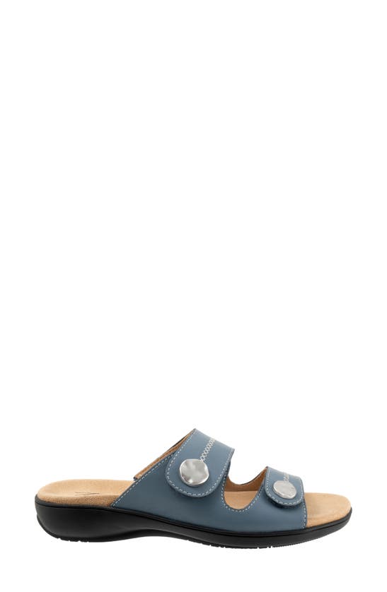 Shop Trotters Ruthie Stitch Slide Sandal In Dusty Blue