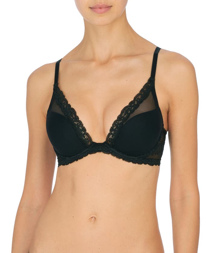 Shop Natori Feathers Luxe Plunge T-shirt Bra In Black