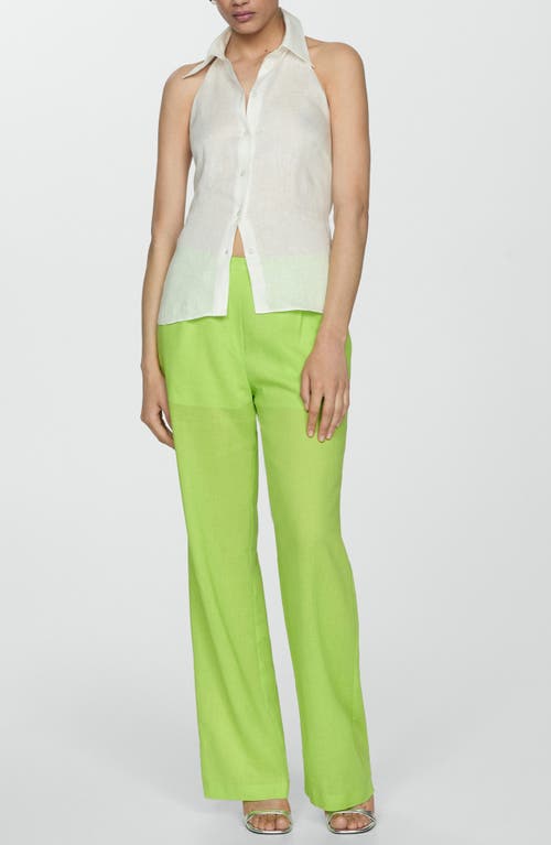 Mango Straight Lyocell Trousers Green In Green