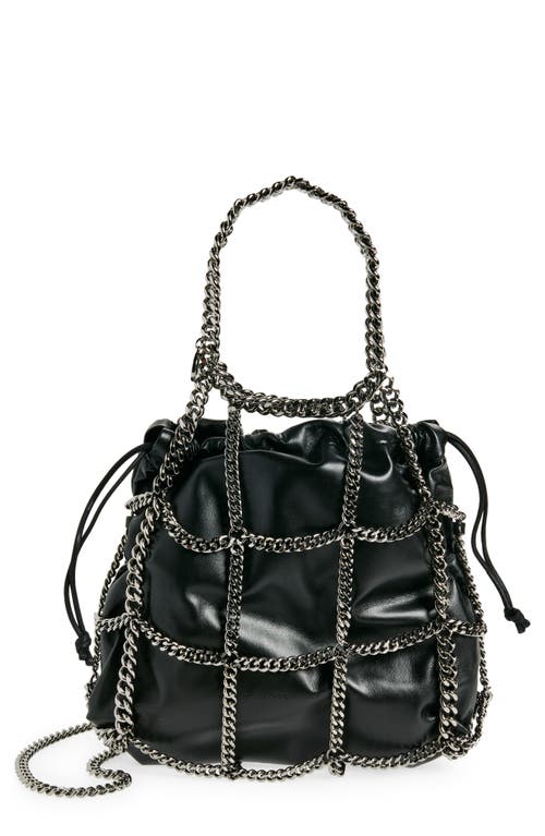 Shop Stella Mccartney Mini Falabella Chain Cage Tote In Black/ruthenium