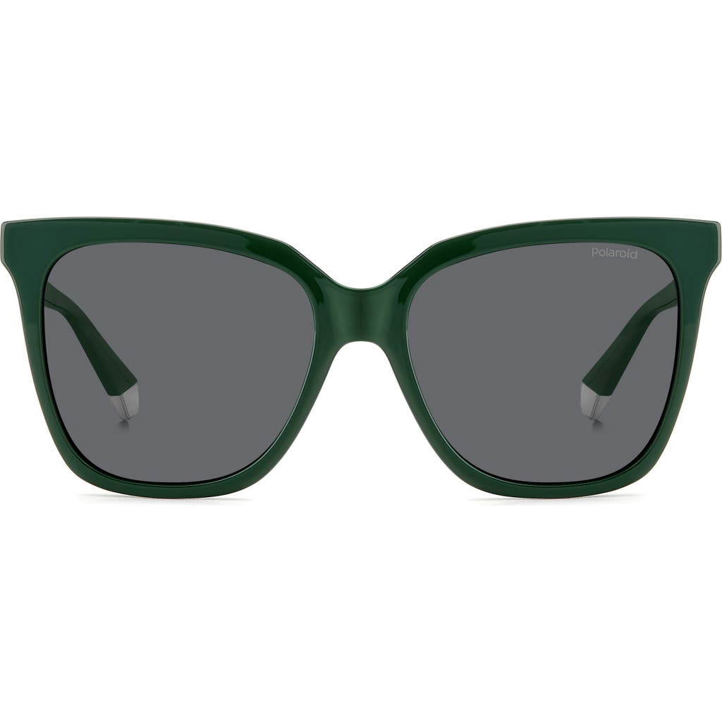 Polaroid 55mm Polarized Square Sunglasses In Green/gray Polarized
