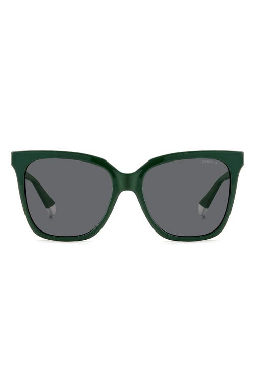 55mm Polarized Square Sunglasses in Green/Gray Polarized