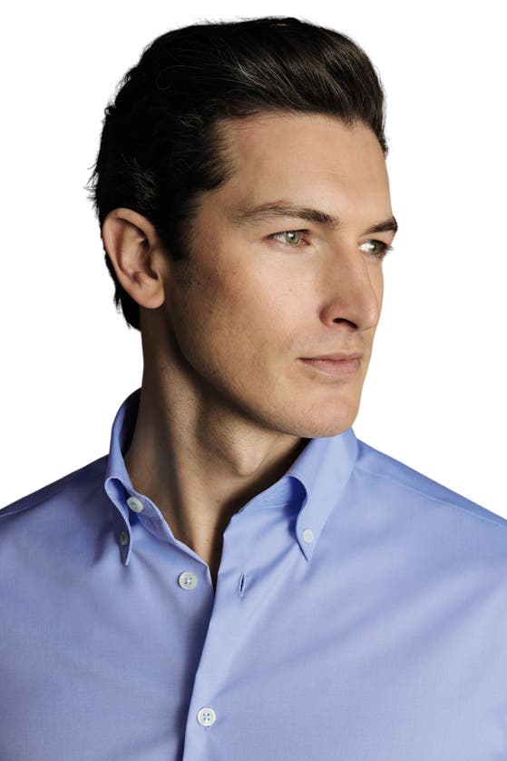 CHARLES TYRWHITT CHARLES TYRWHITT NON-IRON BUTTON-DOWN OXFORD SLIM FIT SHIRT SINGLE CUFF