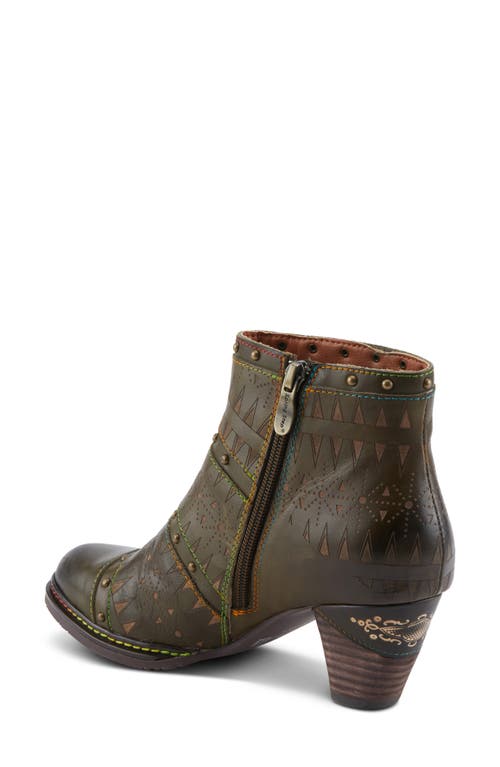 L'artiste By Spring Step Niobe Cap Toe Bootie In Olive Multi