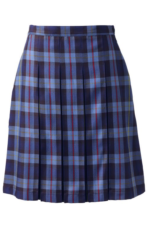 Shop Lands' End School Uniform Young  Plaid Box Pleat Skirt Top Of The Knee In French Blue Plaid