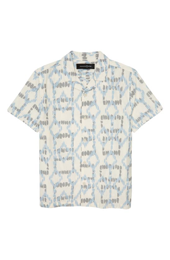 Treasure & Bond Kids' Button-up Camp Shirt In Ivory Dove Ikat
