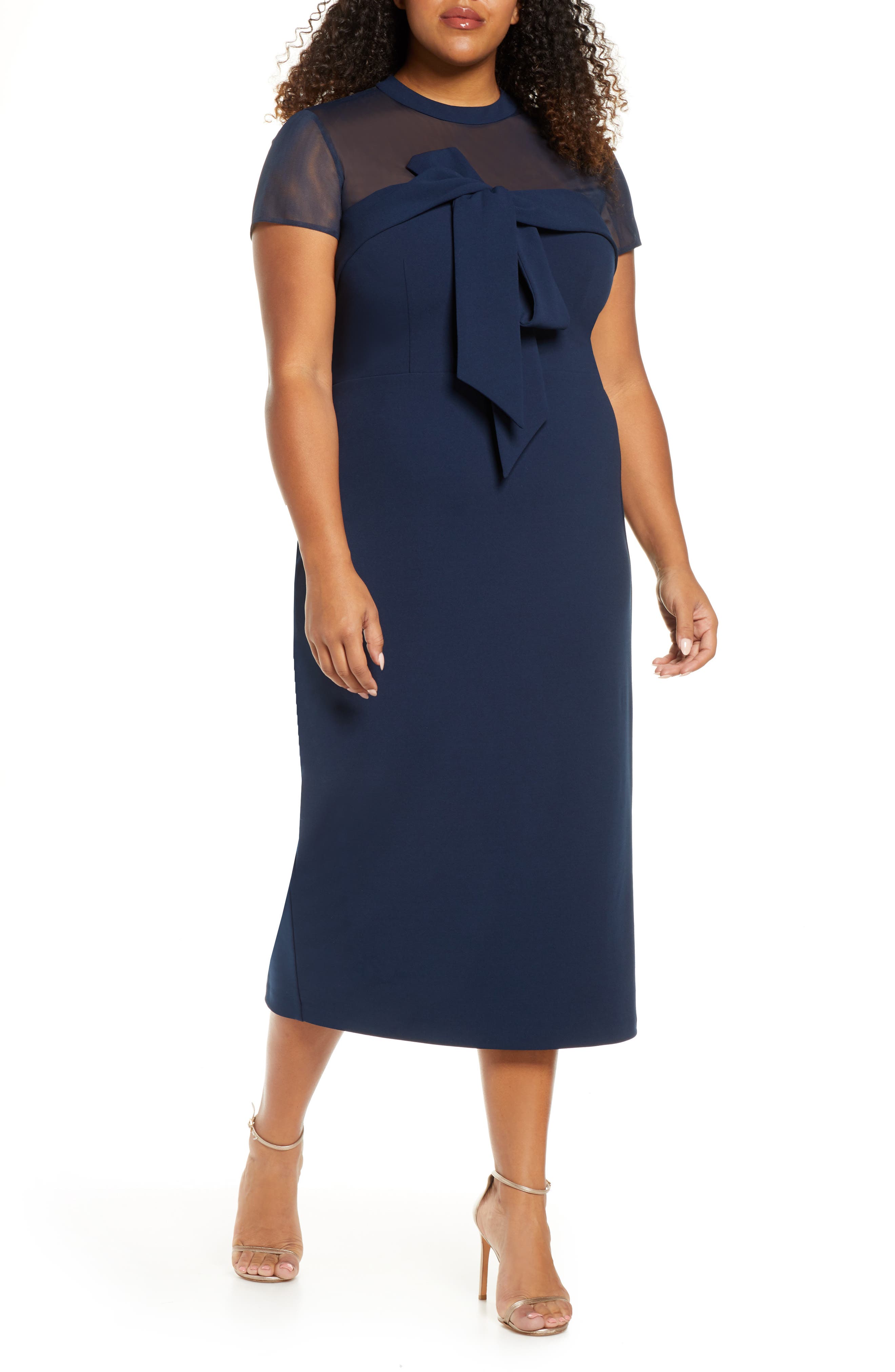 js collection stretch crepe midi dress