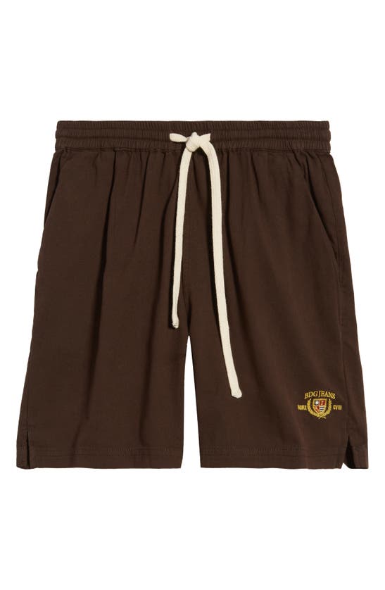 Shop Bdg Urban Outfitters Stripe Cotton Twill Shorts In Chocolate