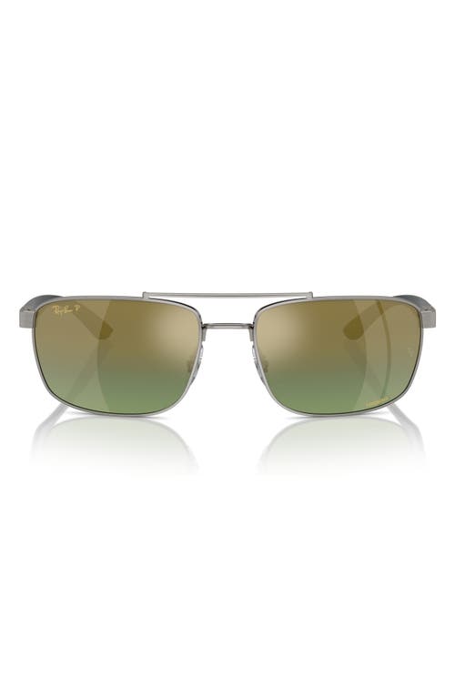 Ray-Ban 60mm Polarized Rectangular Sunglasses in Gunmetal 