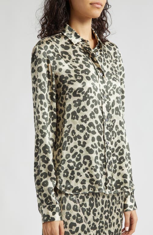 Atm Anthony Thomas Melillo Leopard Print Silk Charmeuse Button-up Shirt In Leopard Print