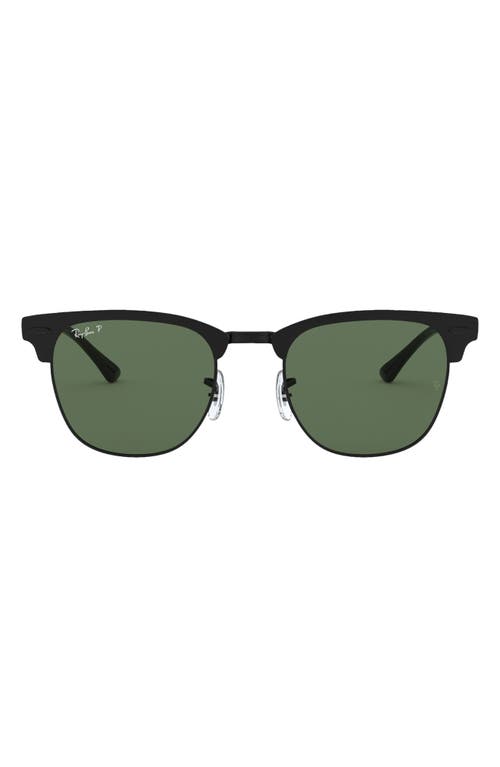 Ray Ban Ray-ban Clubmaster Metal 58mm Polarized Square Sunglasses In Black/green