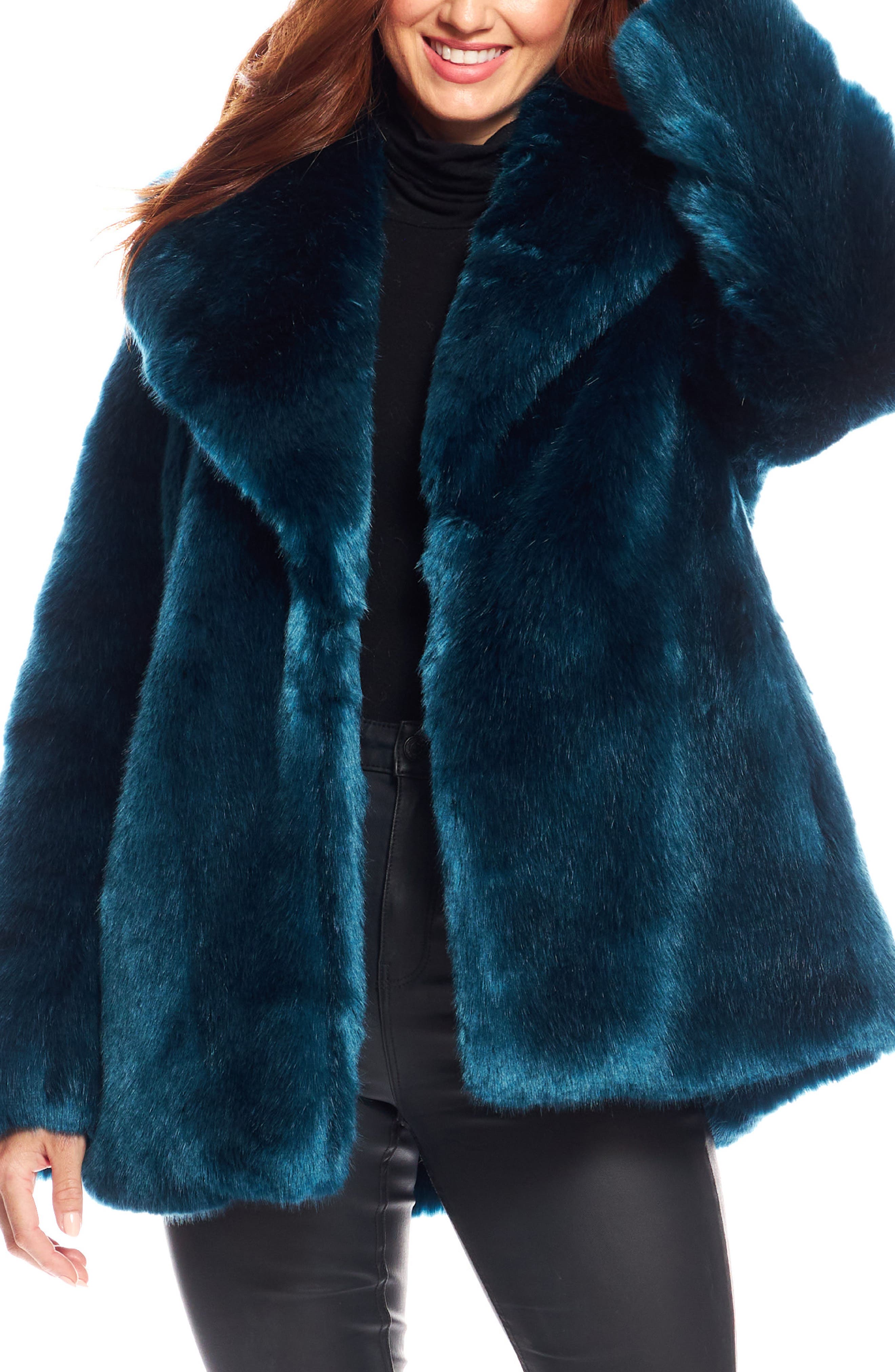 midnight blue fur coat