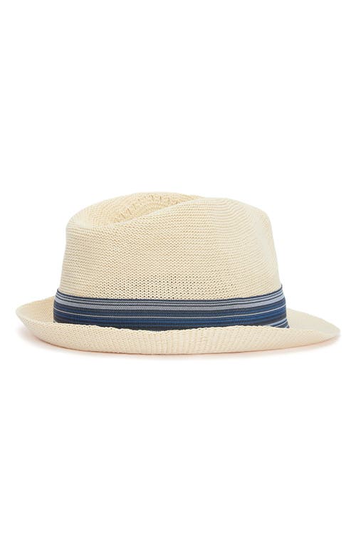 Shop Barbour Belford Trilby Hat In Ecru/blue