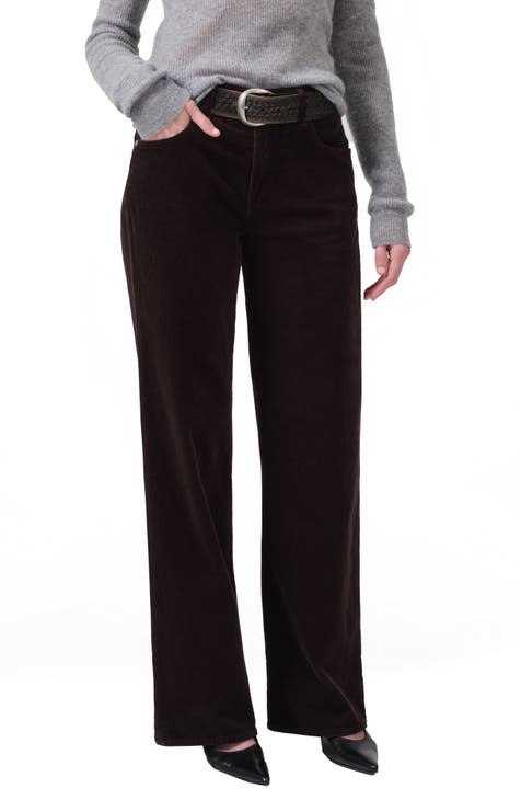 High-waisted embellished corduroy barrel trousers