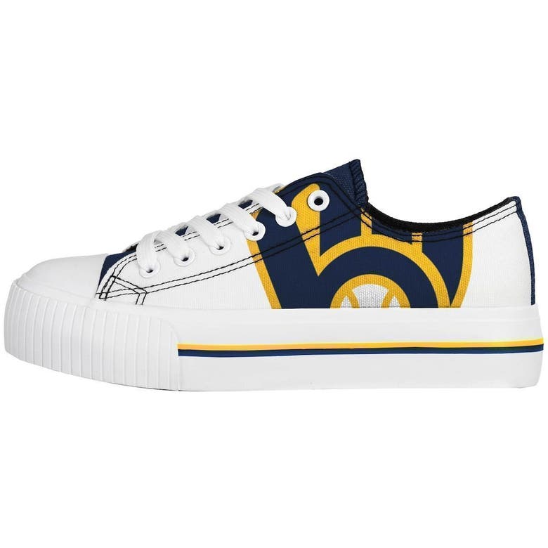 Foco Milwaukee Brewers Platform Canvas Shoes In White
