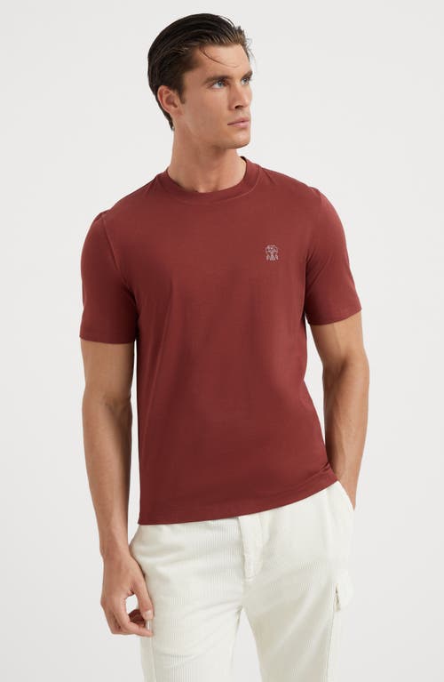 Shop Brunello Cucinelli Jersey T-shirt With Logo In Coral