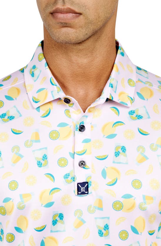 Shop Construct Lemon Cocktail Golf Polo In White/yellow/green