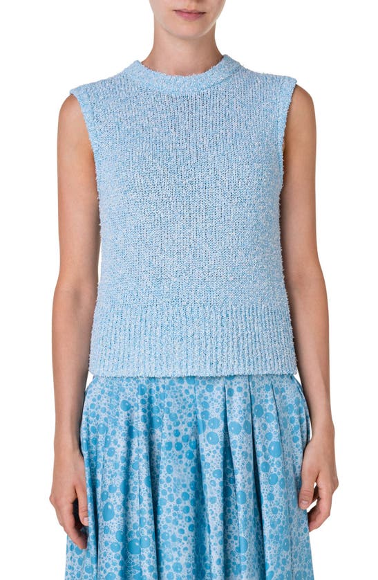 Akris Punto Boucle Knit Top In Ice Blue