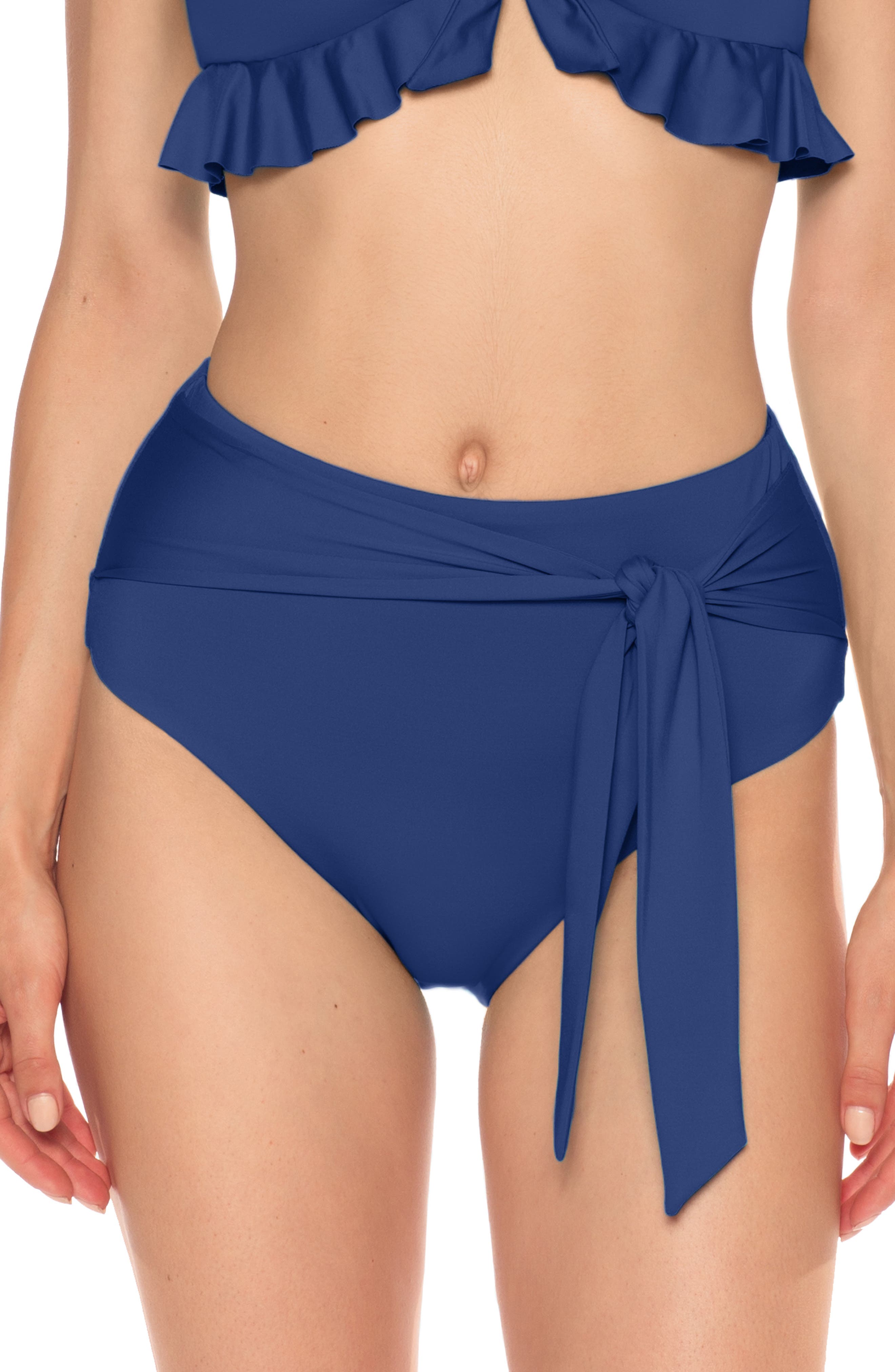 Isabella Rose Double Take High Waist Bikini Bottoms, Blue