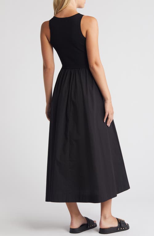 Shop Moon River Mixed Media Sleeveless Sundress In Black