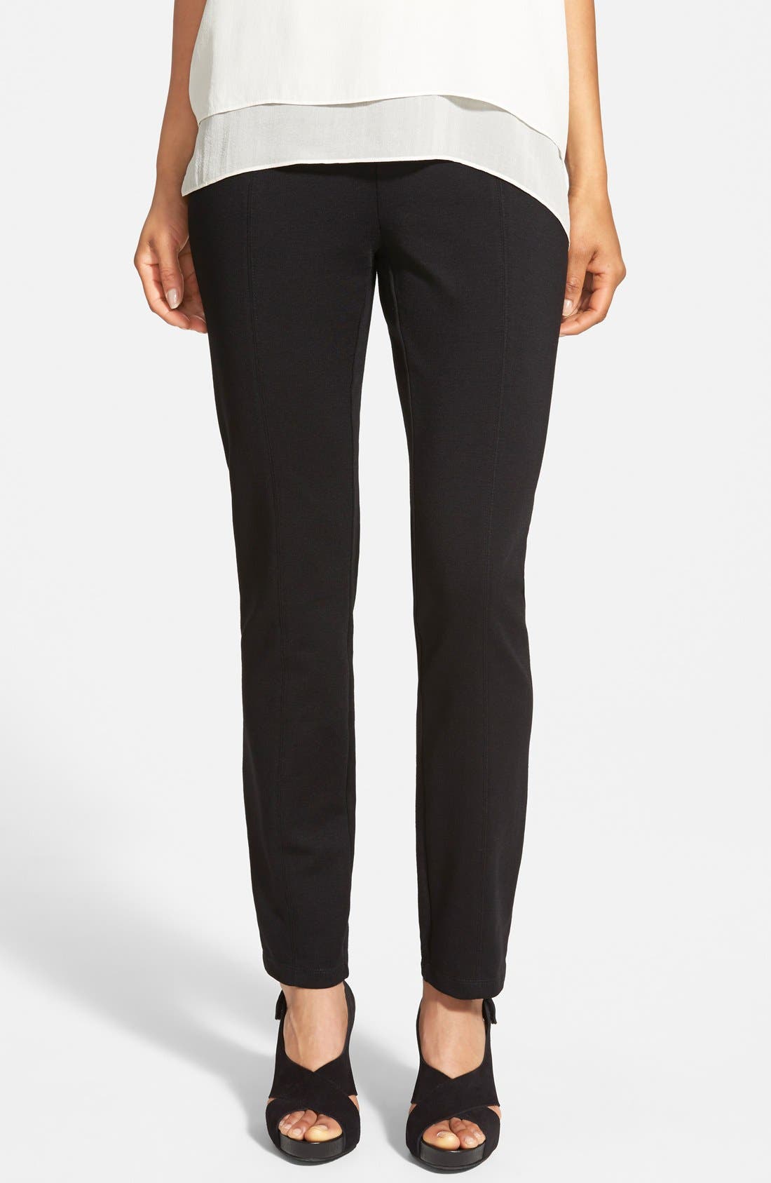 Eileen Fisher Skinny Knit Pants with Yoke Detail (Regular & Petite