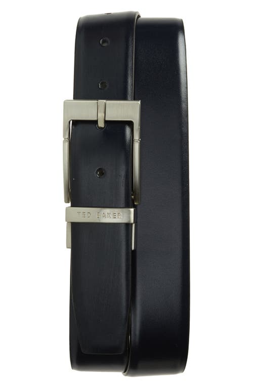 Reversible Leather Belt in Navy