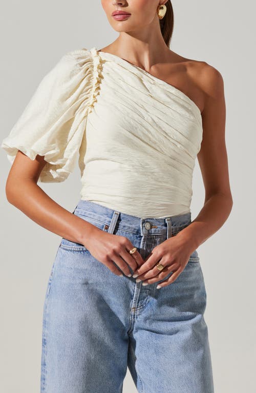 Shop Astr The Label Gidget One-shoulder Top In Cream