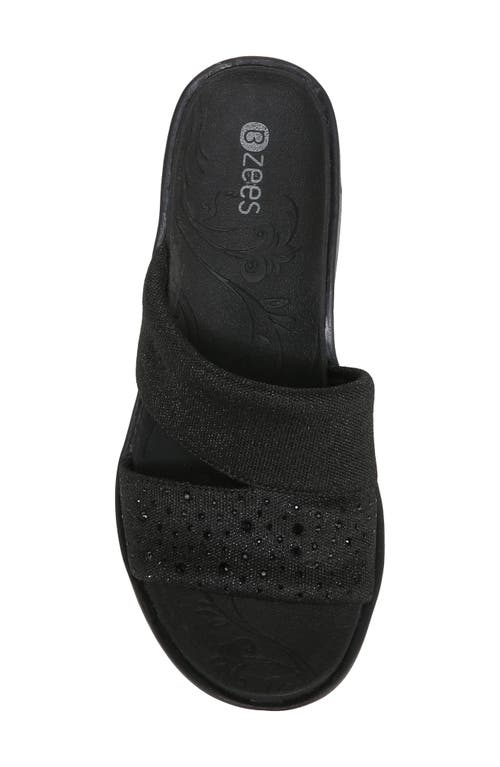 Shop Bzees Dynasty Bright Wedge Sandal In Black/black Sparkle
