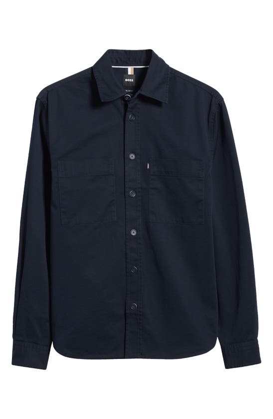 Shop Hugo Boss Boss Owen Solid Button-up Shirt In Dark Blue