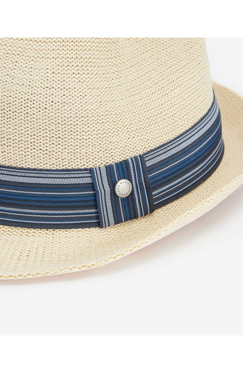 Shop Barbour Belford Trilby Hat In Ecru/blue