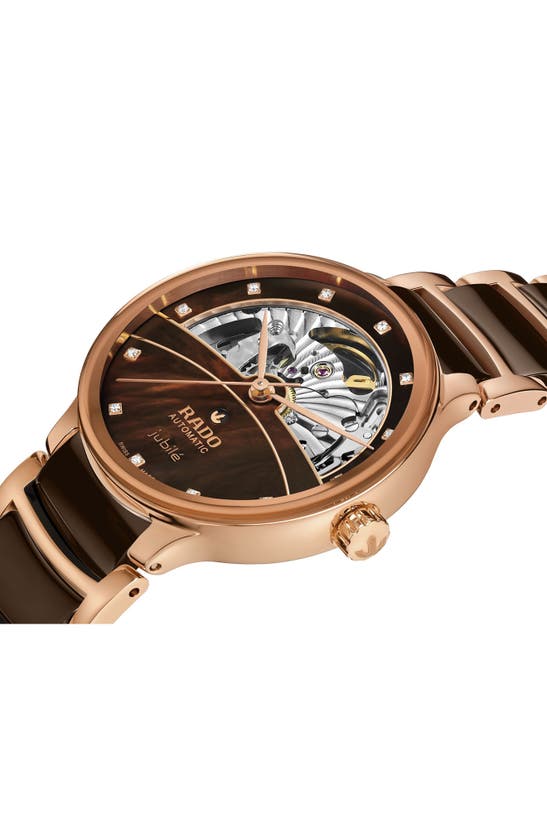 Rado Centrix Open Heart Bracelet Watch, 35mm In Brown