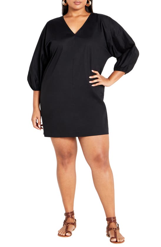 City Chic Louisa Dolman Sleeve Minidress In Black