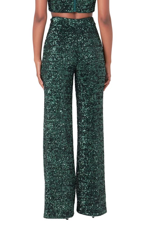 Endless Rose Sequin High Waist Wide Leg Pants In Emerald