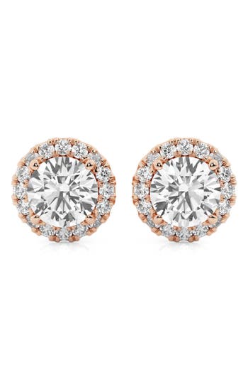 Shop Badgley Mischka Collection Lab Created Diamond Halo Stud Earrings In Pink