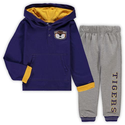 Toddler Colosseum Purple/Heathered Gray LSU Tigers Poppies Hoodie and Sweatpants Set