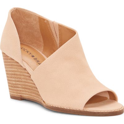 Lucky Brand Jaxy Open Toe Wedge- Beige