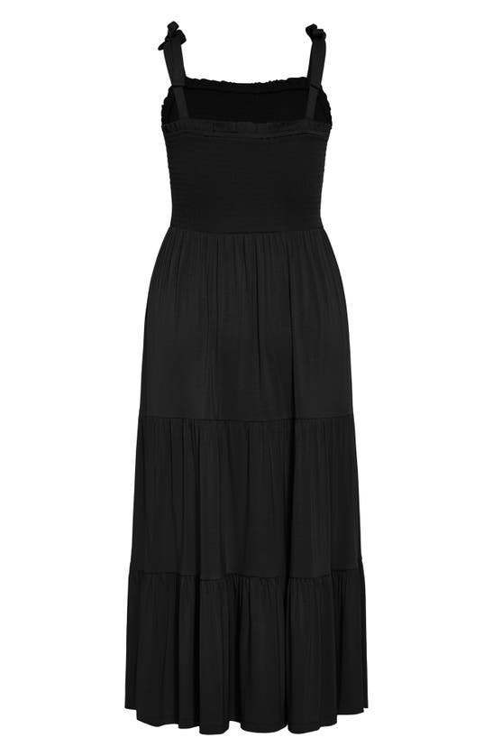 Shop City Chic Miley Smocked Tiered Maxi Sundress In Black