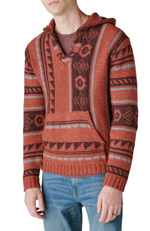 Lucky Brand Southwestern Pattern Knit Hoodie Apple Butter Combo at Nordstrom,