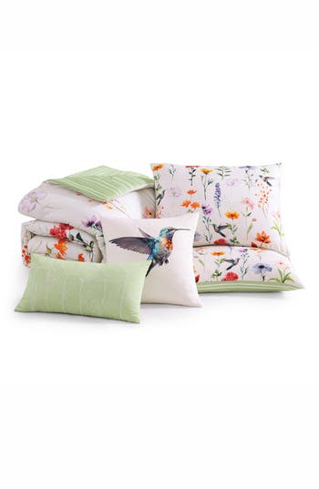 Bebejan Fresh Cut Flowers 200 Thread Count Cotton Sateen 5-piece Reversible Comforter Set In Ivory