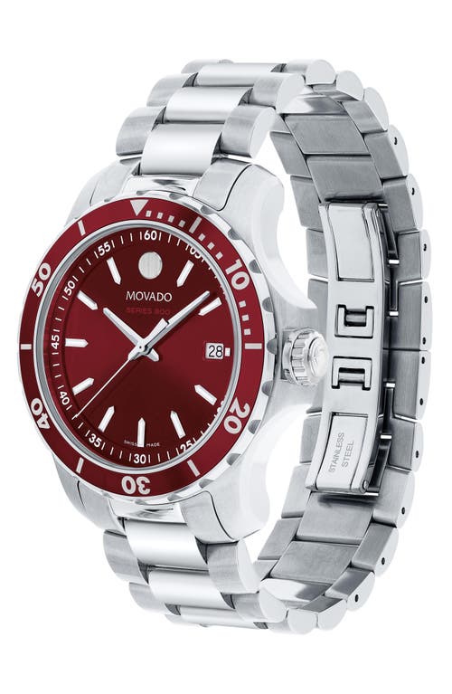 Shop Movado Series 800 Bracelet Watch, 40mm In Red/silver