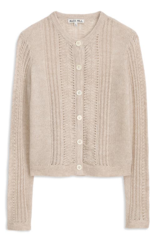 Shop Alex Mill Faye Pointelle Crop Cardigan In Champagne