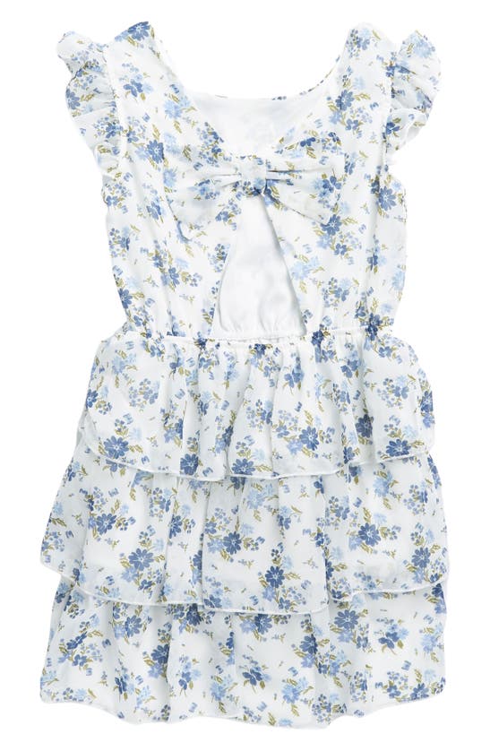 Shop Lily Bleu Kids' Floral Print Tiered Bow Dress In Ivory