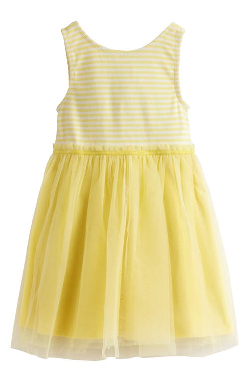 Mini Boden Kids' Stripe Jersey & Tulle Tank Dress in Spring Yellow /Ivory Stripe at Nordstrom, Size 6-7Y