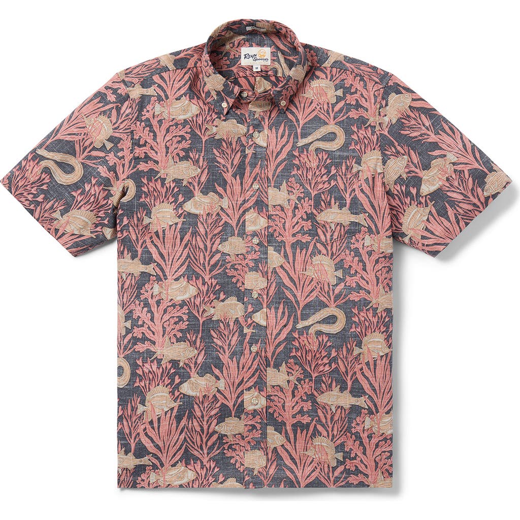 Reyn Spooner Aloha Kai Tailored Fit Short Sleeve Button-down Shirt In Nightshade