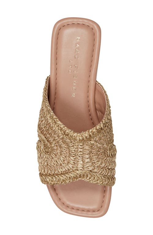 Marc Fisher Ltd Narda Woven Raffia Flat Slide Sandals In Metallic Gold